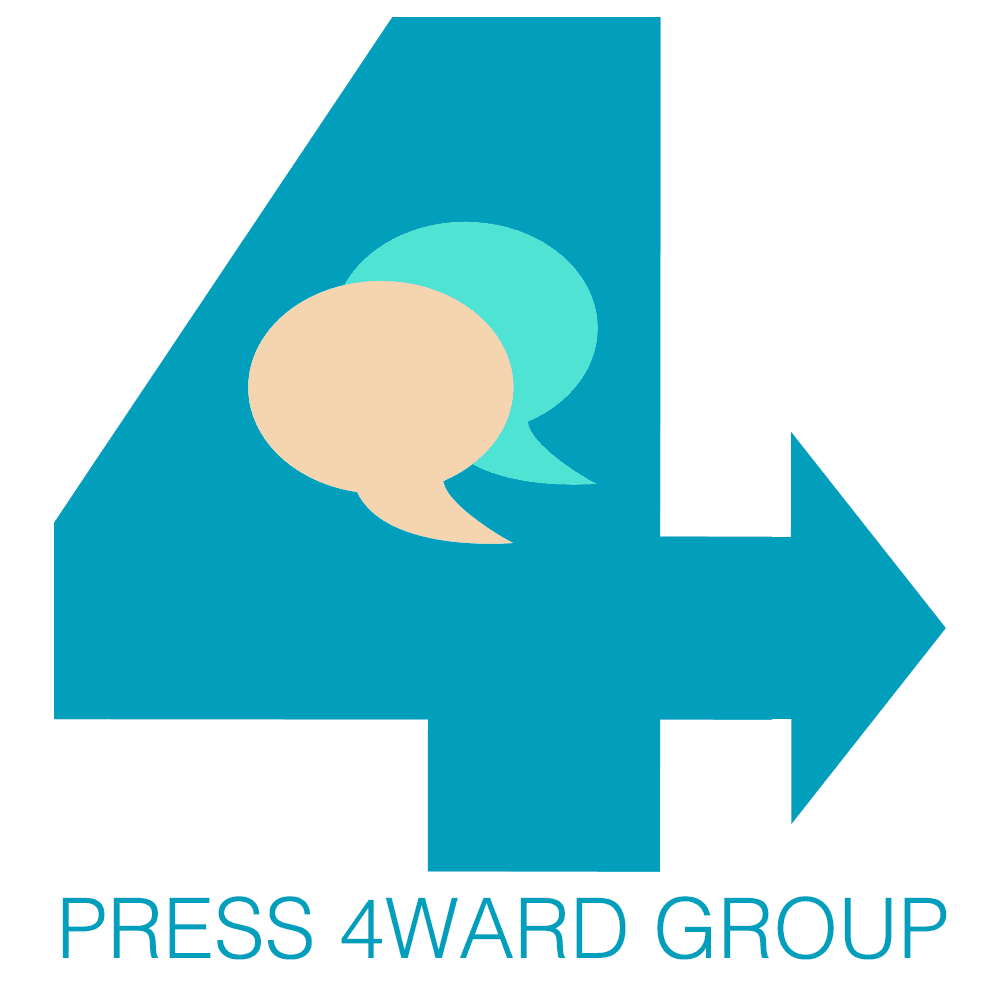 Teal number 4 logo created by Press 4Ward Group in 2016