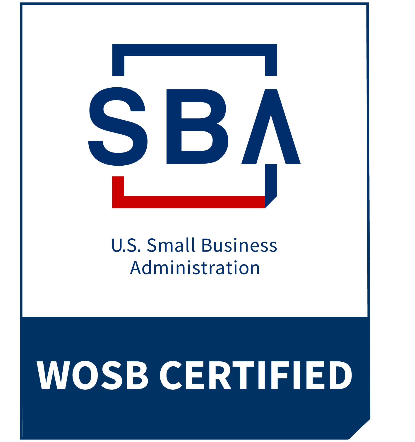 Blue and white SBA WOSB Certified logo
