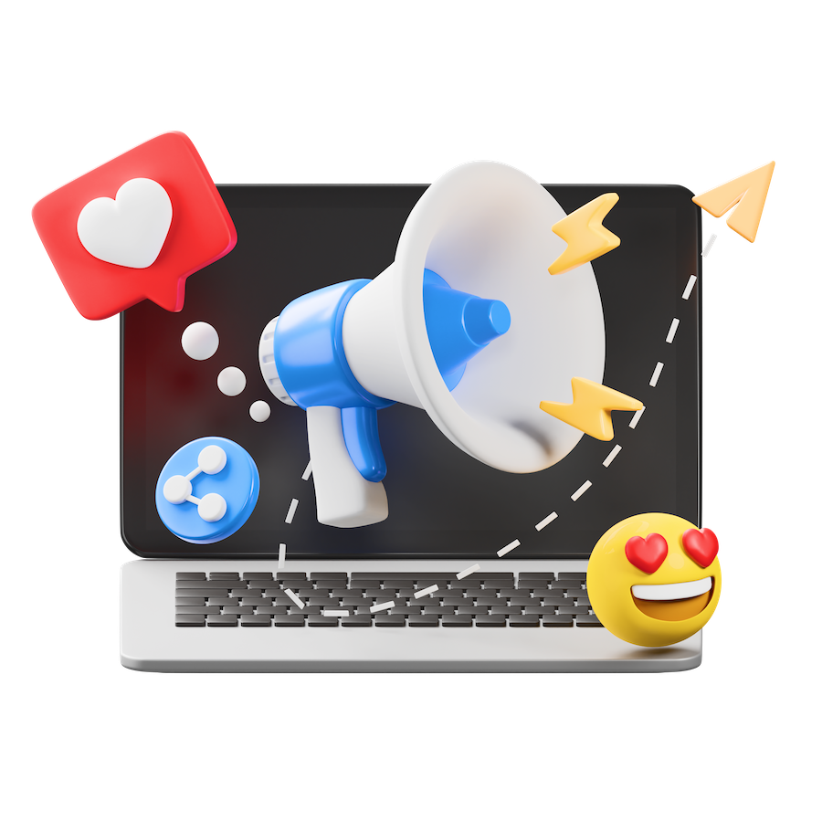 3D illustrative image of all in one marketing tool