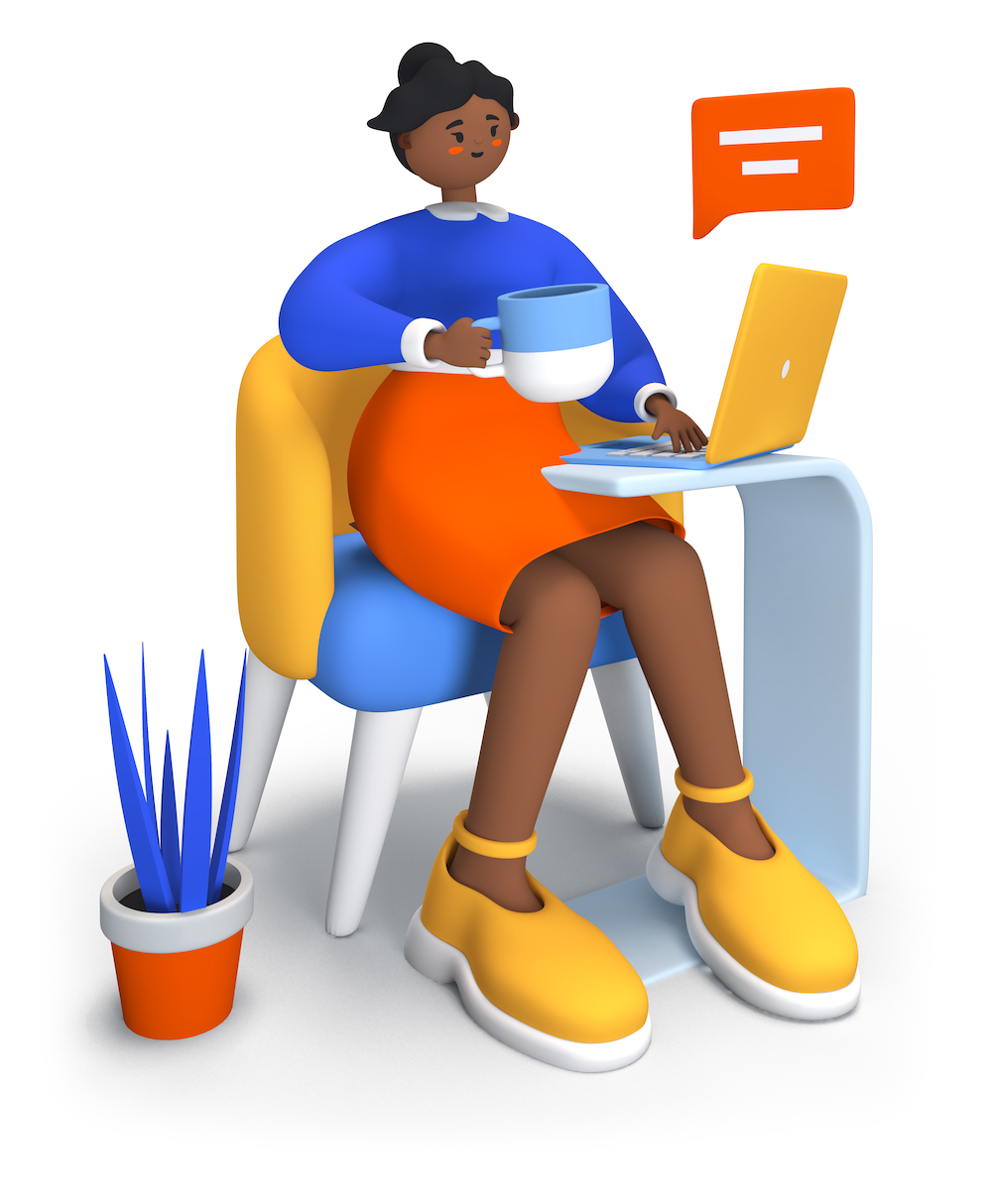 3D image of virtual receptionist for illustrative purposes only