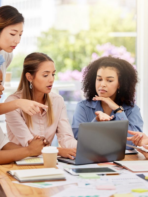 digital marketing creative business diverse women planning collaboration and marketing ideas